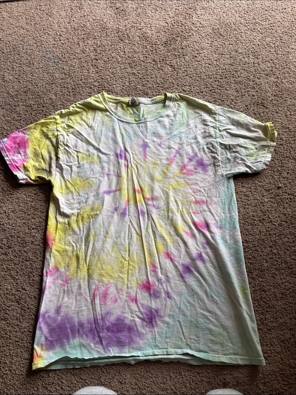 Pastel Tie-Dye Cotton Tee - Yellow, Purple, Pink